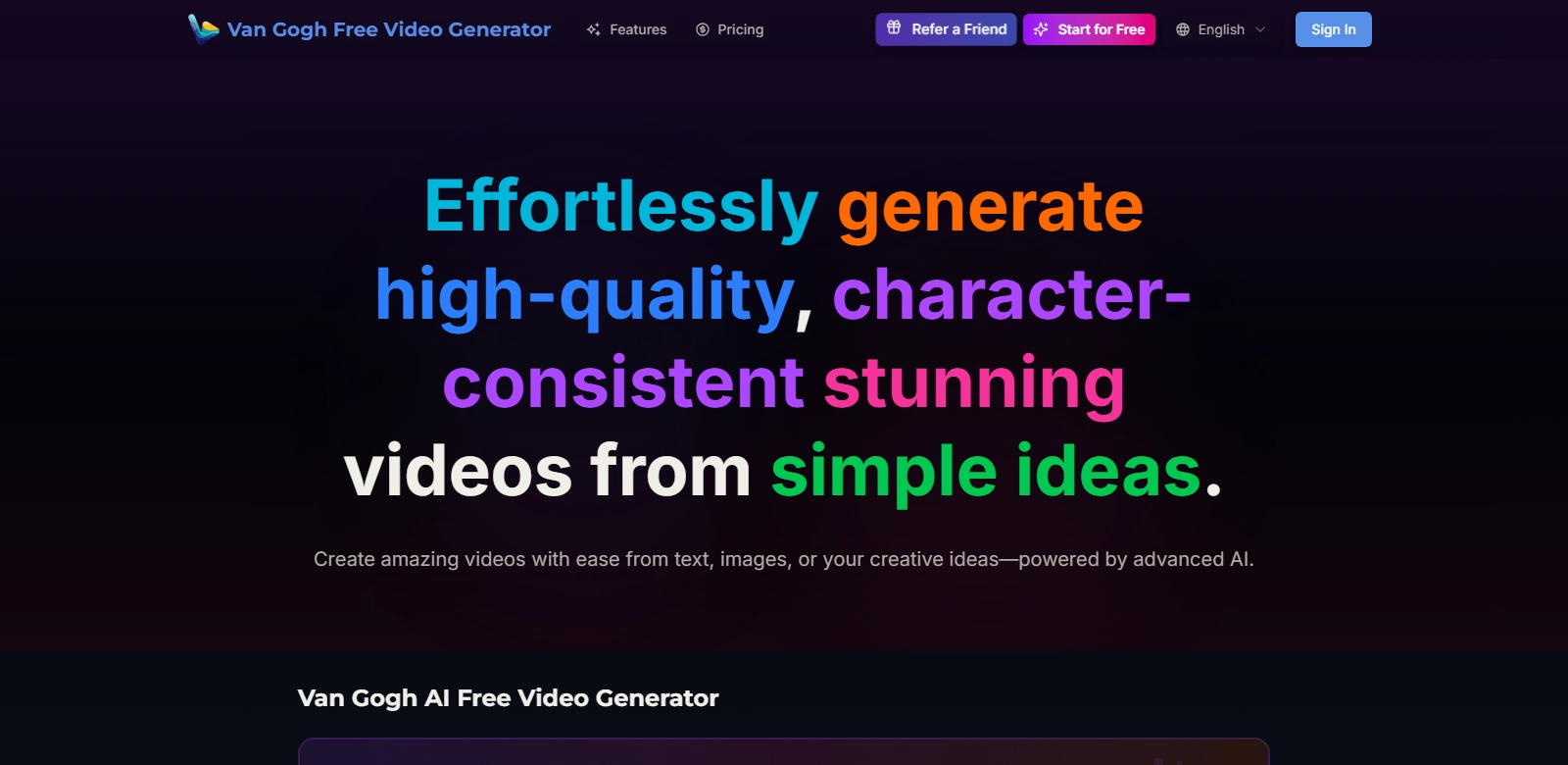 Van Gogh Free Video Generator screenshot