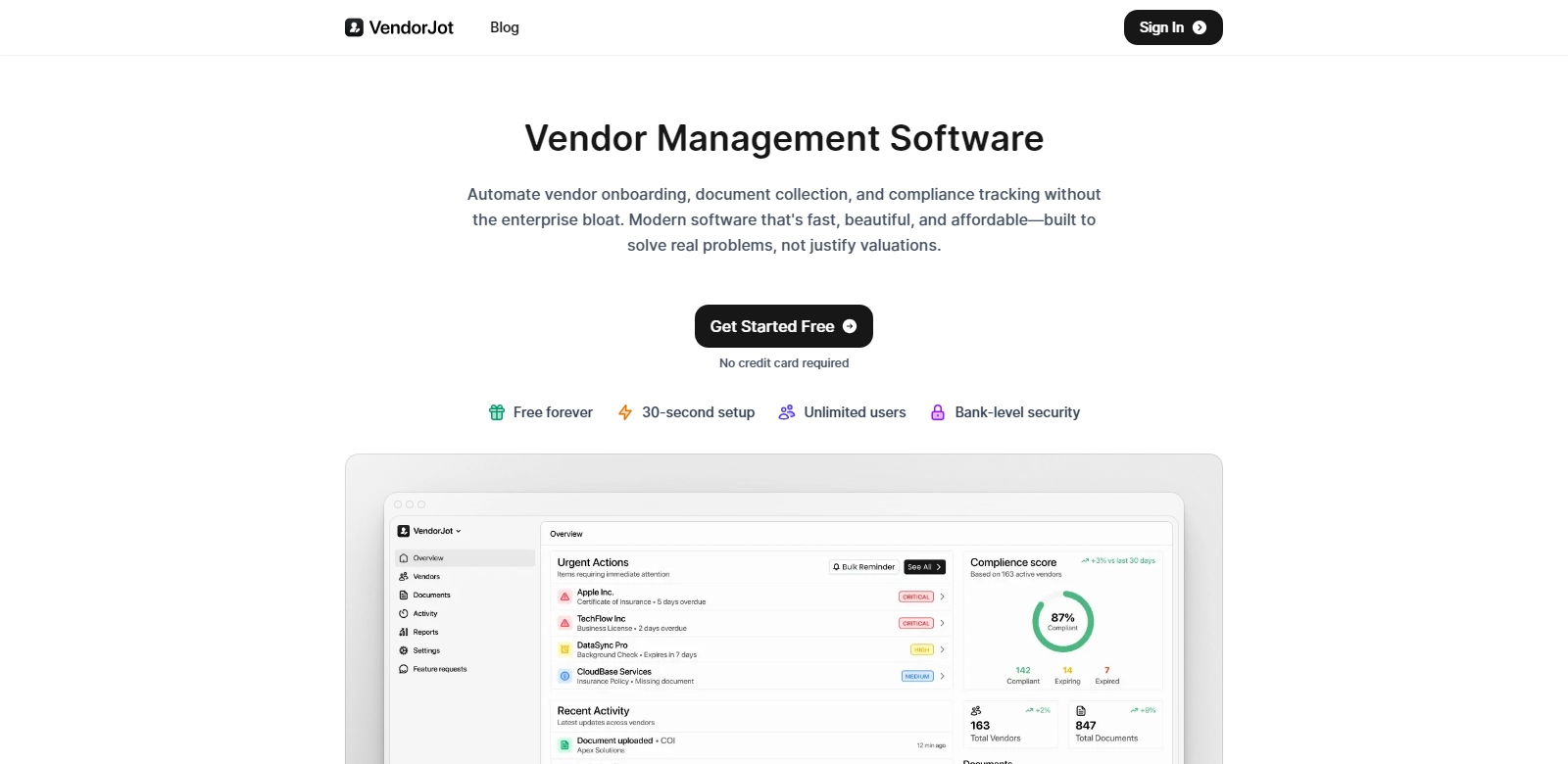 VendorJot screenshot