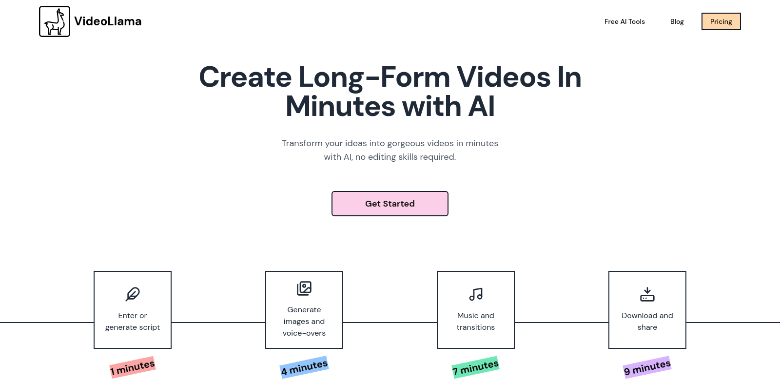 VideoLlama - Create Long-Form Videos in Minutes with AI screenshot