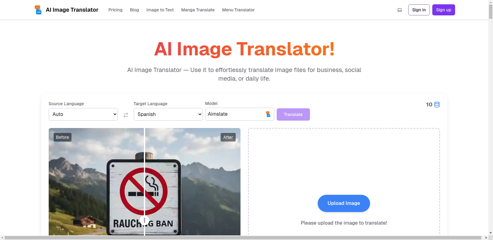 Visual Communication Essential AI Image Translation Tool screenshot