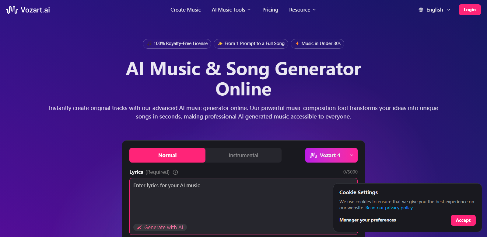 Vozart AI screenshot