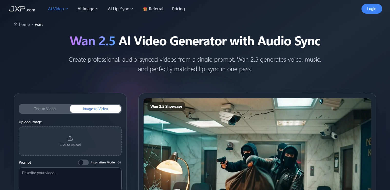 Wan 2.5 AI Video Generator screenshort