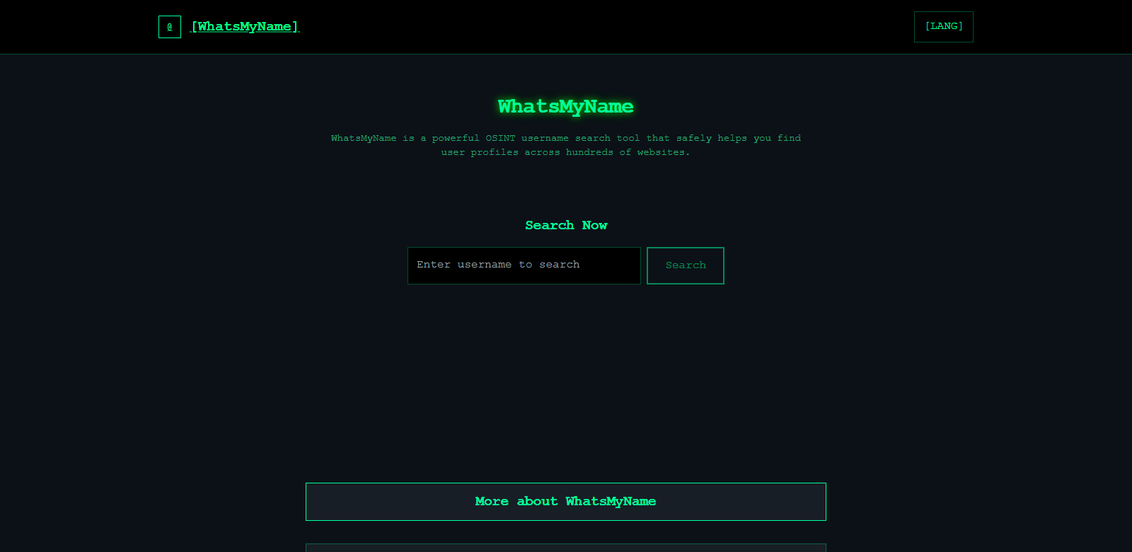 WhatsMyName App screenshot