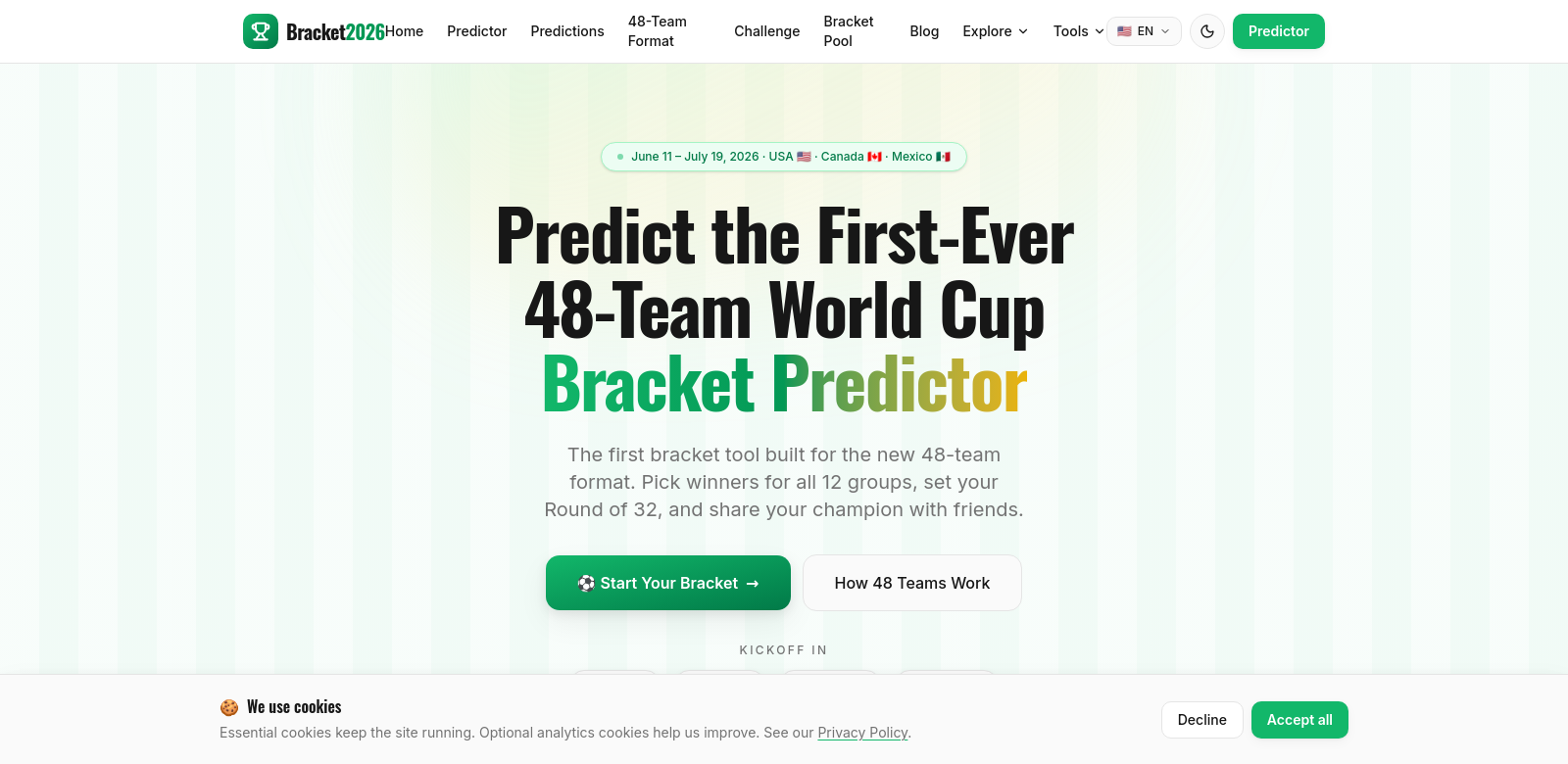 World Cup 2026 Bracket Predictor screenshot